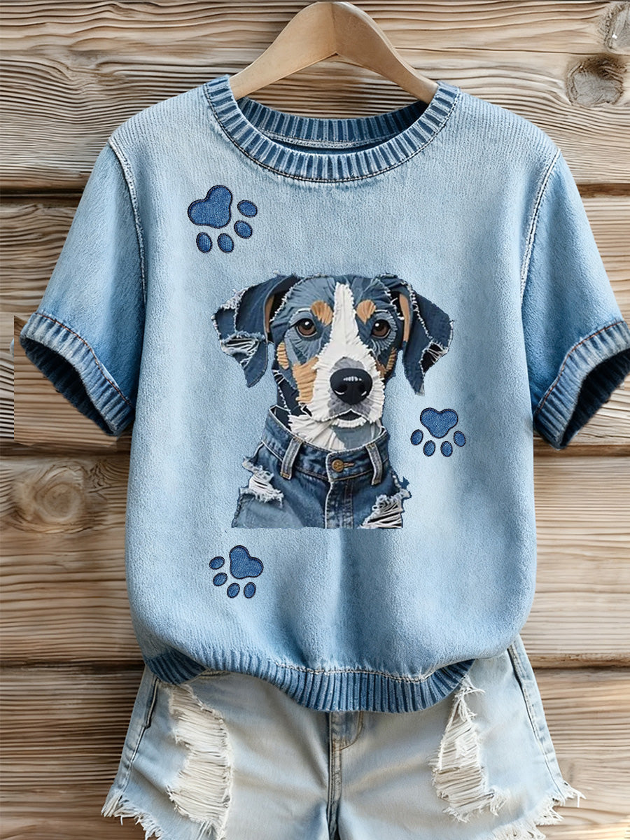 T-shirt bordada Animal Print feminina