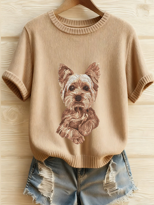 T-shirt bordada Animal Print feminina