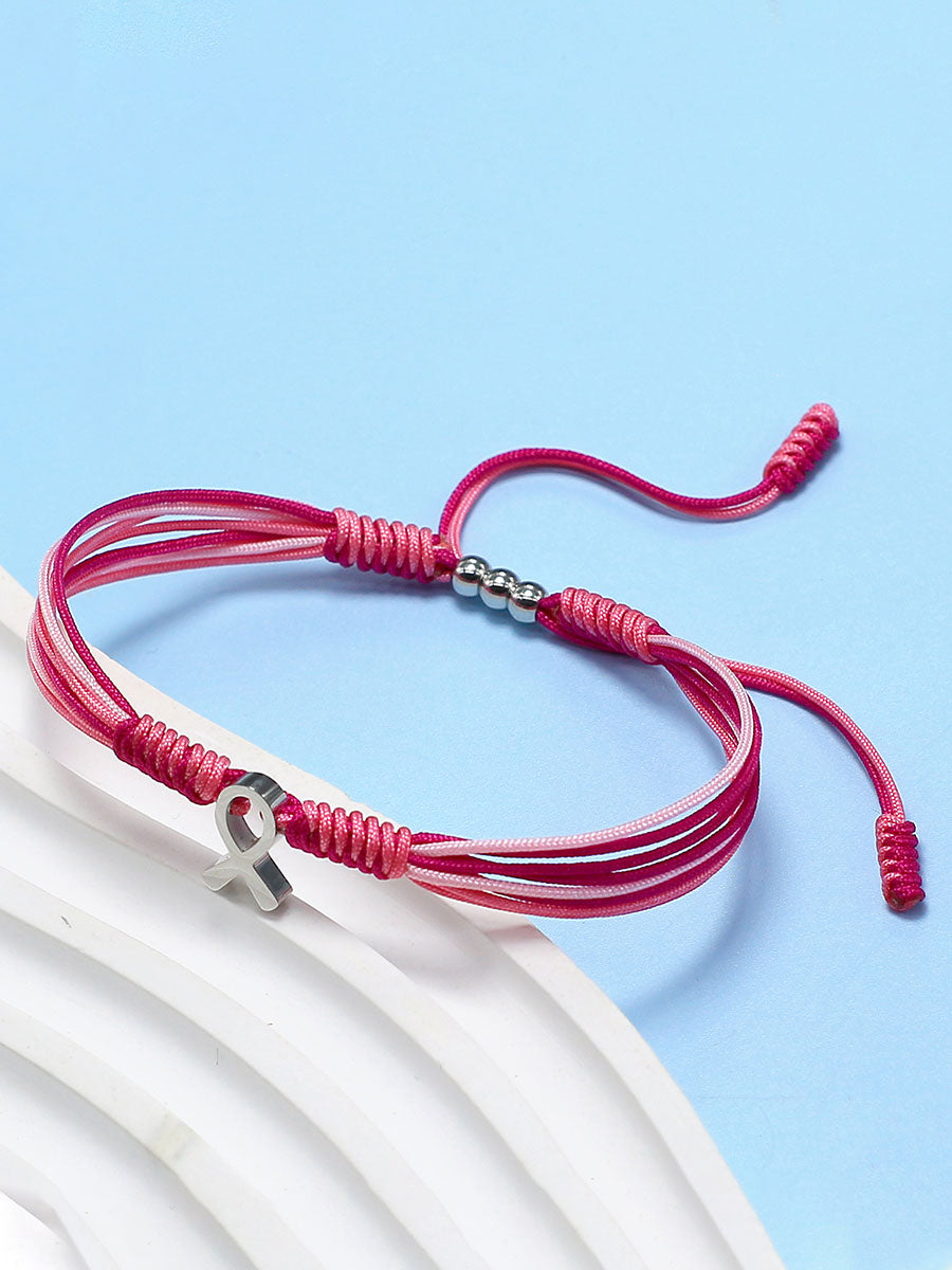 Pulseira ajustável fita rosa câncer de mama feminino