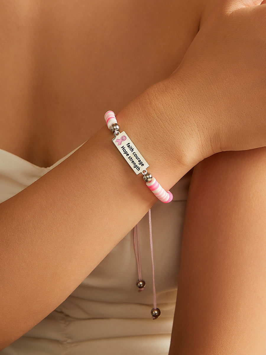 Coragem força rosa fita pulseira consciência câncer mama das mulheres