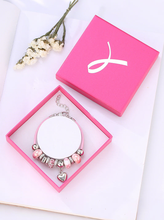 Womens mama câncer consciência rosa frisada pulseira