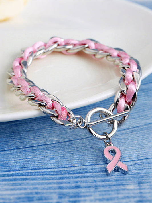 Pulseira fita rosa câncer de mama feminino
