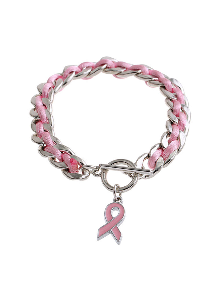 Pulseira fita rosa câncer de mama feminino