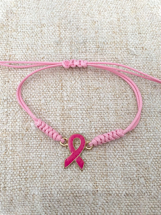 Pulseira ajustável rosa câncer de mama feminino