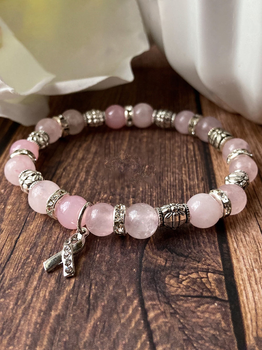Consciência Câncer Mama Inspirado Pulseira Bead