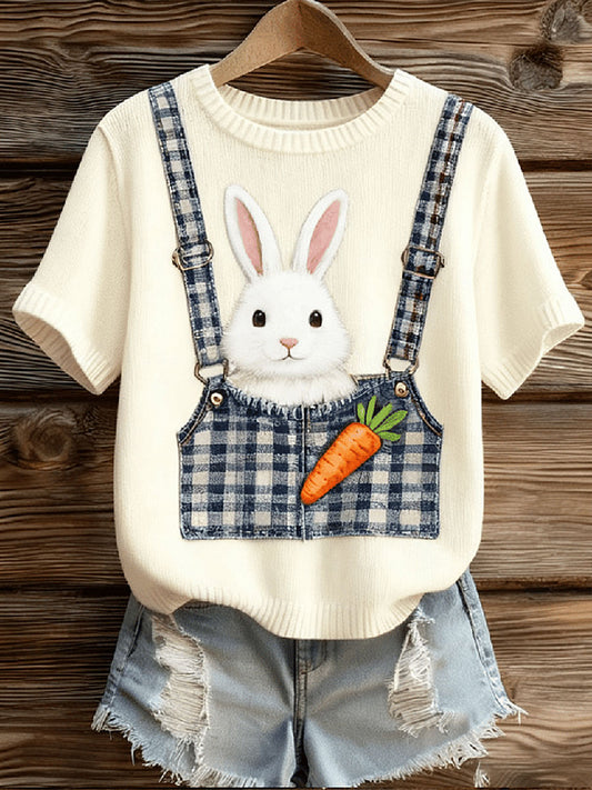 Tops de impressão coelho bonito feminino