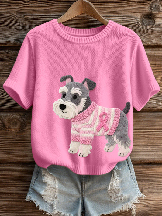 Feltro arte cão Schnauzer padrão feminino Cozy Knit Top