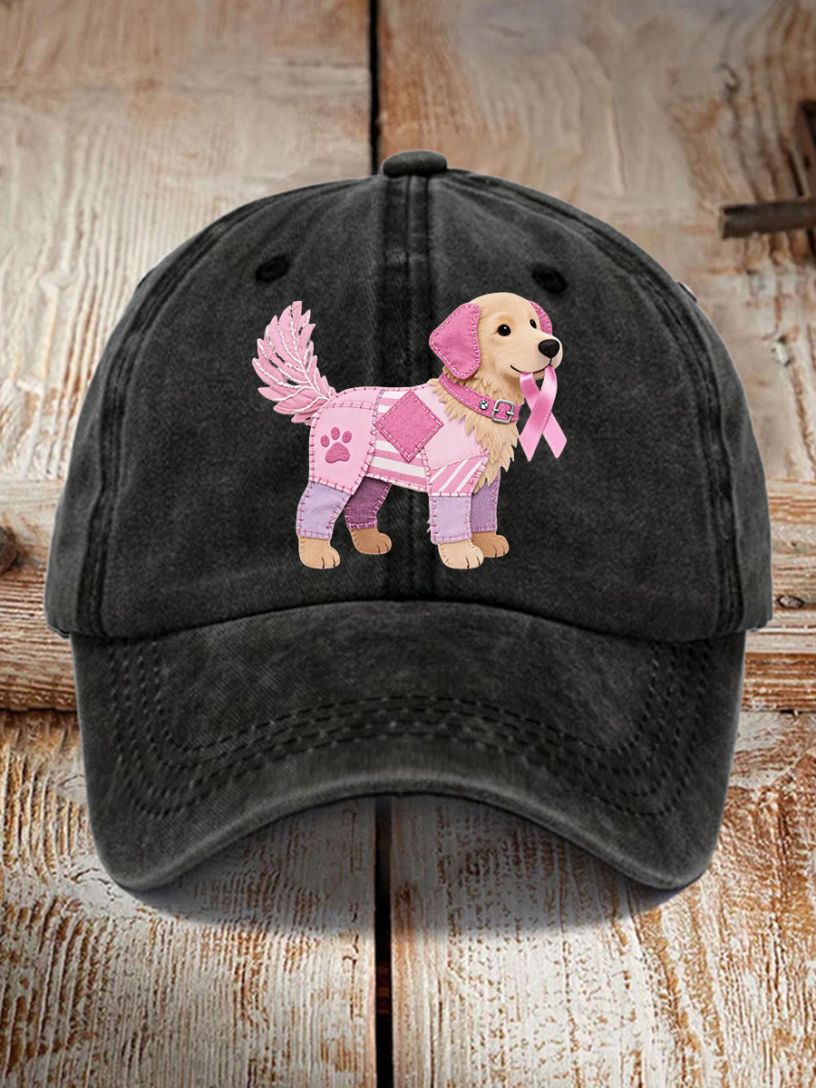 Unisex rosa cão rosa fita mama câncer consciência apoio chapéu