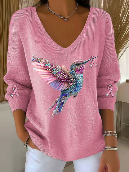 Câncer de mama feminino consciência colibri impressão Casual Top