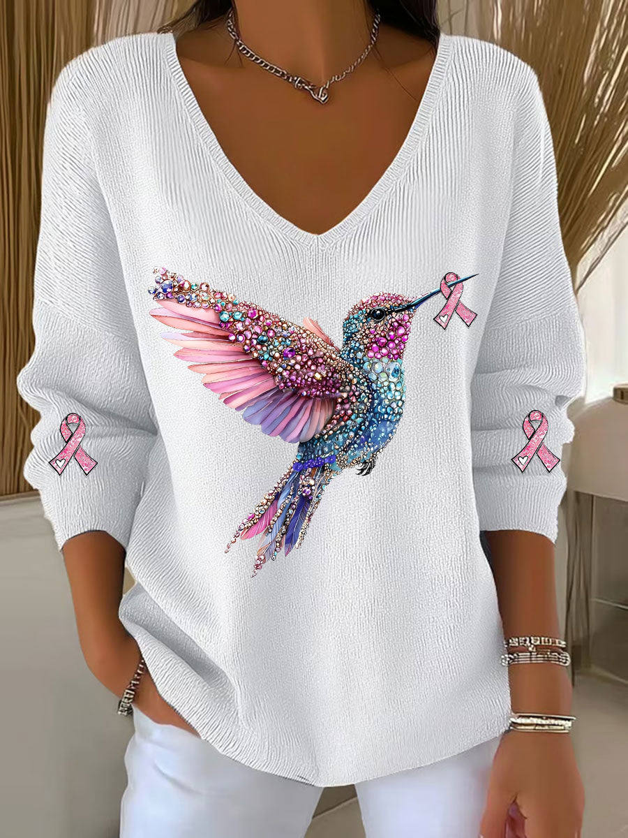 Câncer de mama feminino consciência colibri impressão Casual Top
