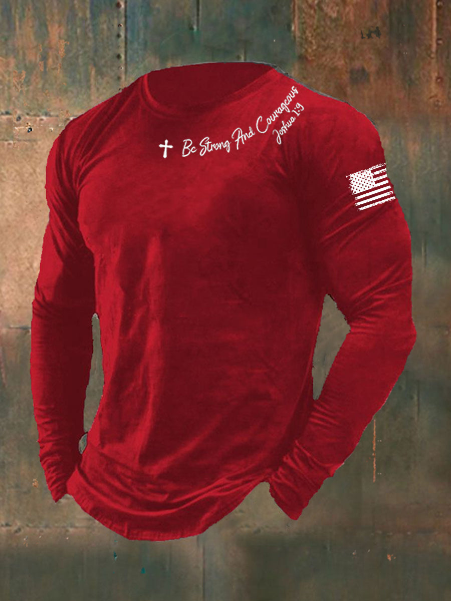 Homens Seja Forte E Corajoso T-shirt De Manga Longa