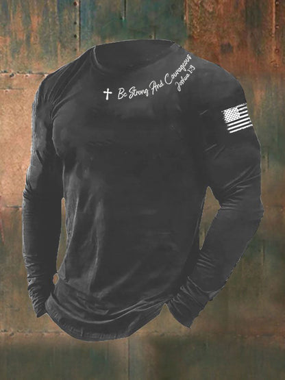Homens Seja Forte E Corajoso T-shirt De Manga Longa