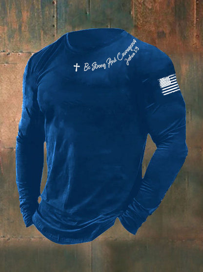 Homens Seja Forte E Corajoso T-shirt De Manga Longa