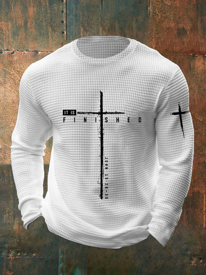 É terminado Cruz Waffle Print T-shirt dos homens