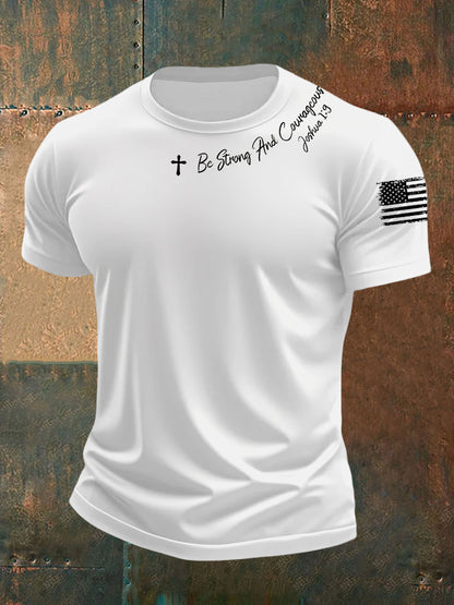 Ser T-shirt de mangas curtas fortes e corajosos masculino
