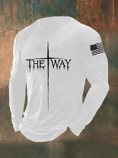 T-shirt de manga comprida dos homens The Way Cross