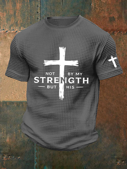 Homens não são pela minha força mas sua camiseta estampada Waffle
