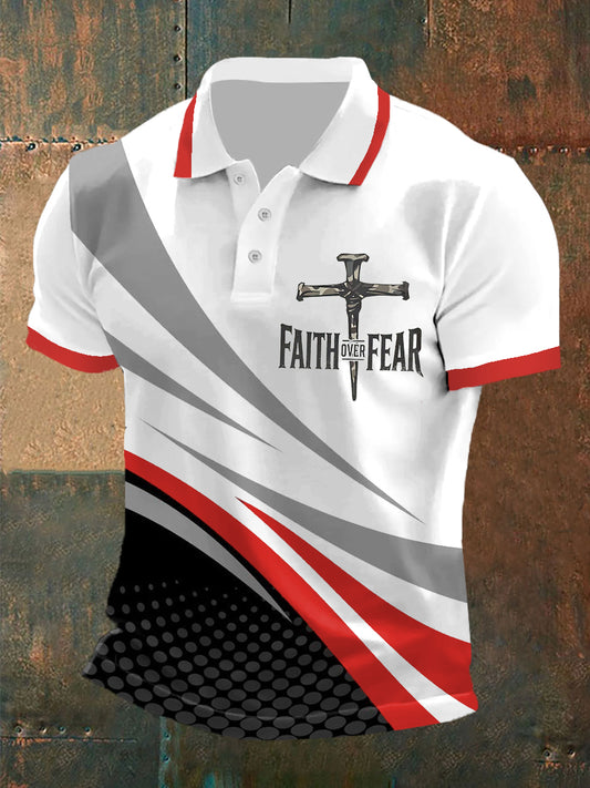 Fé dos homens sobre o medo Cross Faith Casual Polo