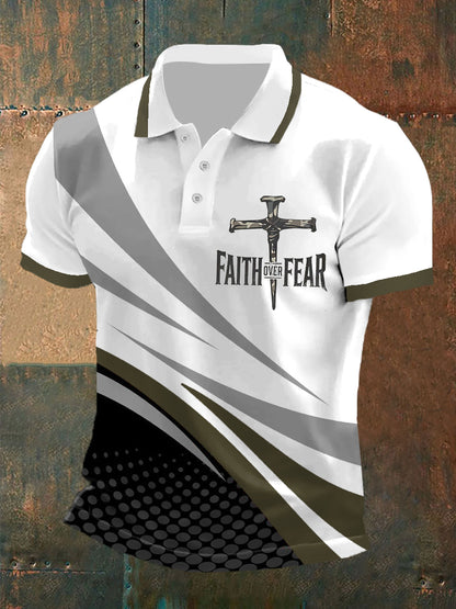 Fé dos homens sobre o medo Cross Faith Casual Polo