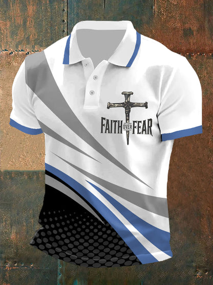 Fé dos homens sobre o medo Cross Faith Casual Polo