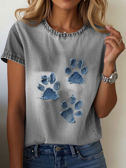 T-shirt Denim Paw feminina