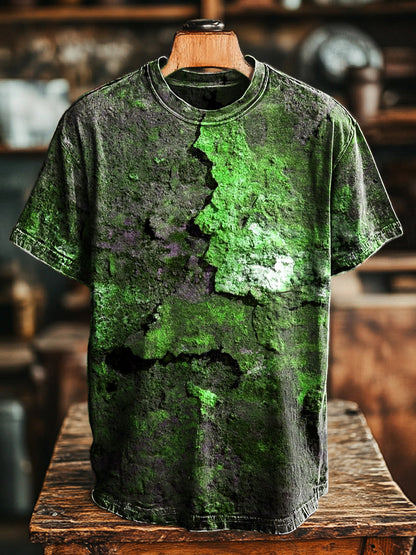 Unisex Retro Envelhecido Rust Impresso Casual Loose Short Sleeve T-shirt