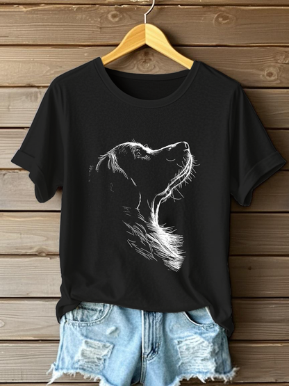 T-shirt Casual impressa Golden Retriever das mulheres