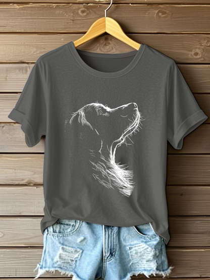 T-shirt Casual impressa Golden Retriever das mulheres