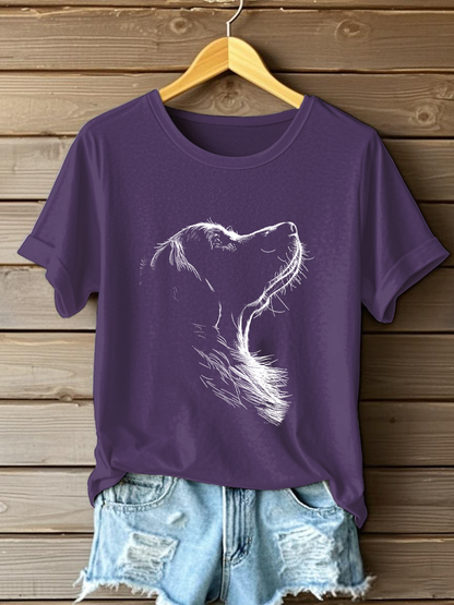 T-shirt Casual impressa Golden Retriever das mulheres