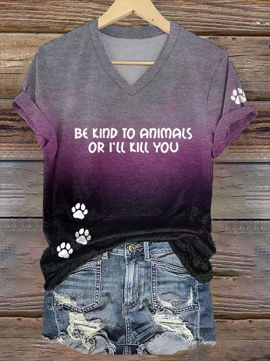 Mulheres ser gentil com os animais ou eu vou te matar V-neck T-shirt