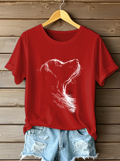 T-shirt Casual impressa Golden Retriever das mulheres