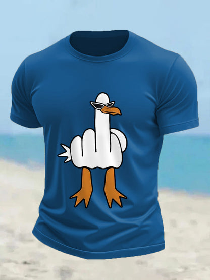 Men's eu não dar um pato engraçado dedo médio ofensivo Dude Duck Print Tee