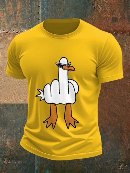 Men's eu não dar um pato engraçado dedo médio ofensivo Dude Duck Print Tee