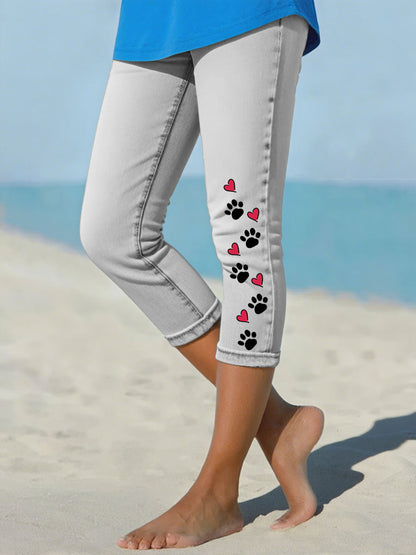 Leggings de Denim Paw Cropped feminino