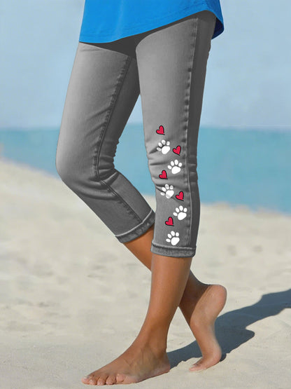 Leggings de Denim Paw Cropped feminino