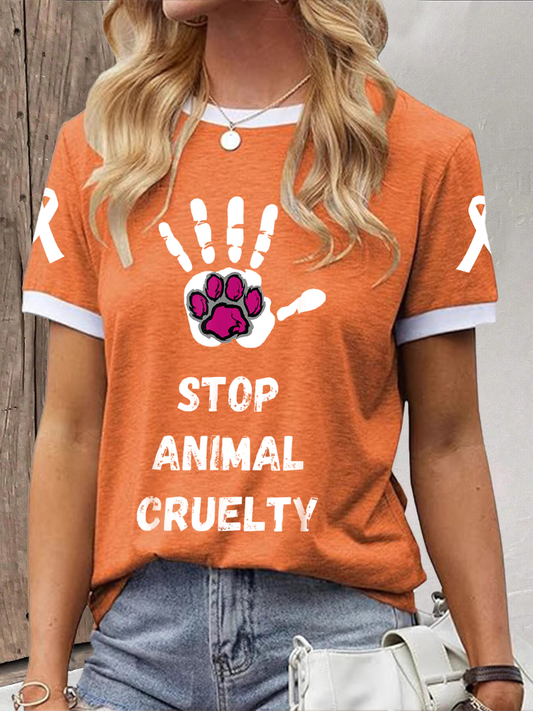 T-shirt das mulheres stop crueldade animal
