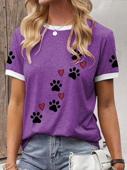 Mulheres Cuidar de Animais Patas Imprimir T-shirt