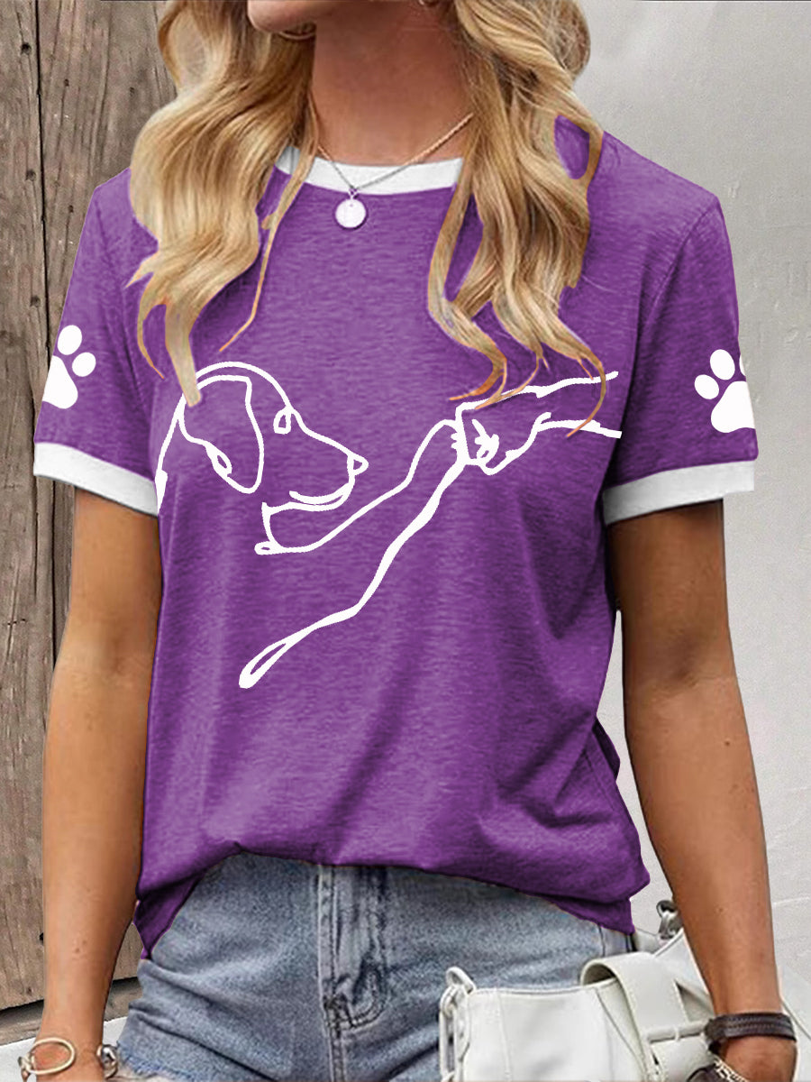 Mulheres Cuidar De Animais Cão Cincos Altos Imprimir T-shirt