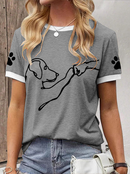 Mulheres Cuidar De Animais Cão Cincos Altos Imprimir T-shirt