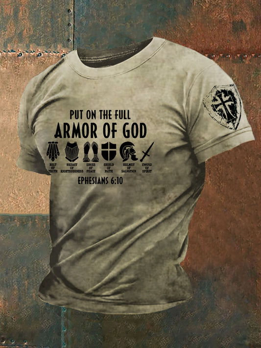 Armadura de Deus fé cruz dos homens impresso Casual mangas curtas t-shirt