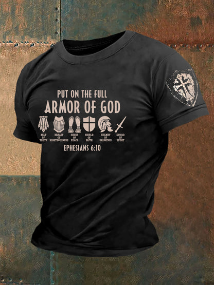 Armadura de Deus fé cruz dos homens impresso Casual mangas curtas t-shirt