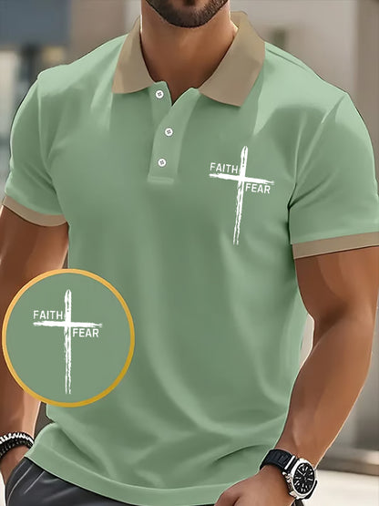 Fé dos homens sobre o medo Cross Faith Casual Polo