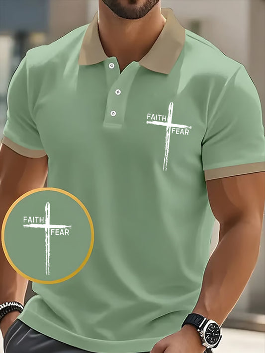 Fé dos homens sobre o medo Cross Faith Casual Polo