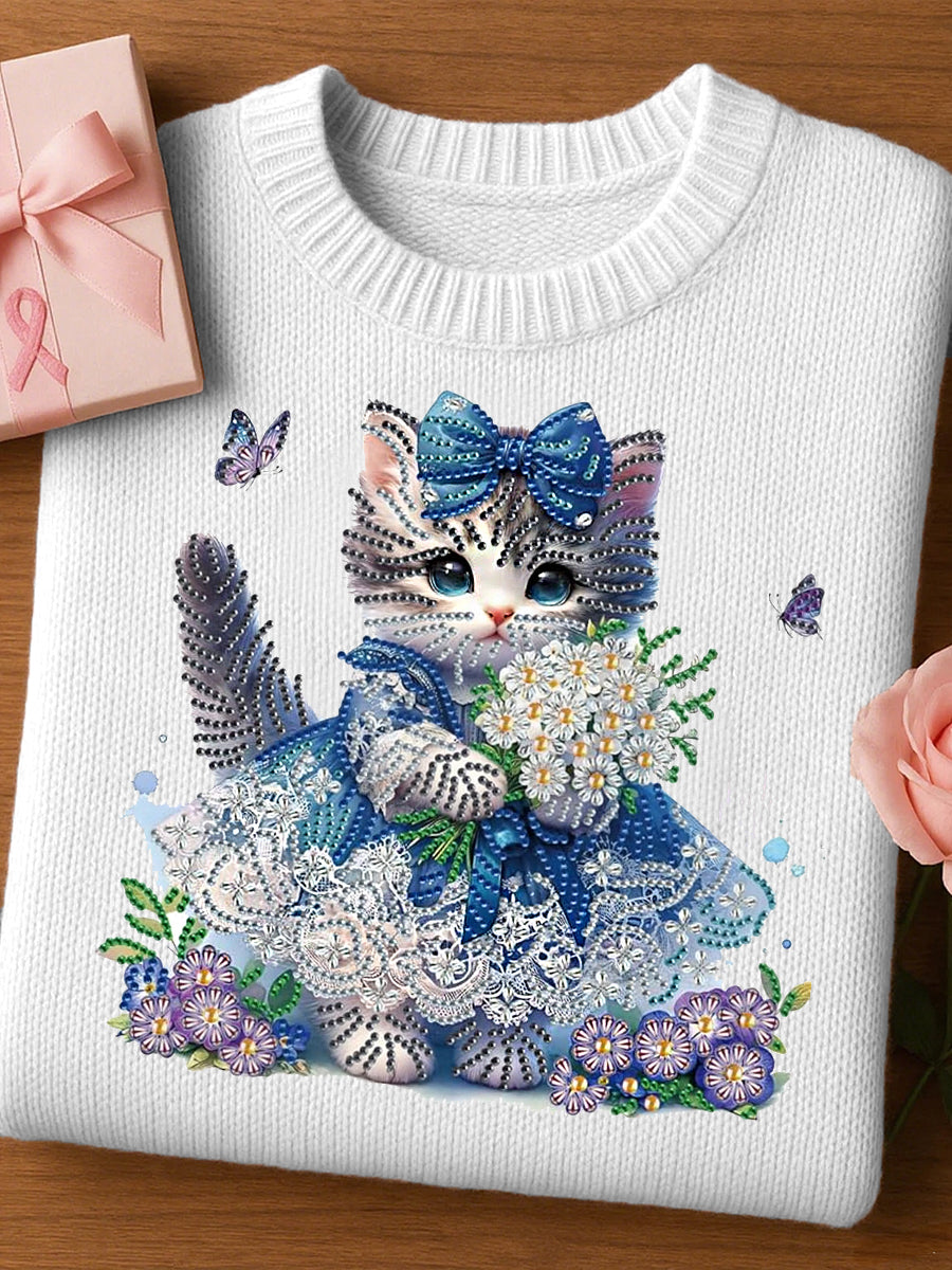 Mulheres de feltro arte Animal Print Cozy Knit Top