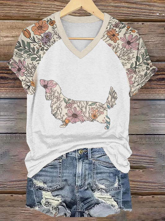 Dachshund das mulheres impresso camiseta Casual