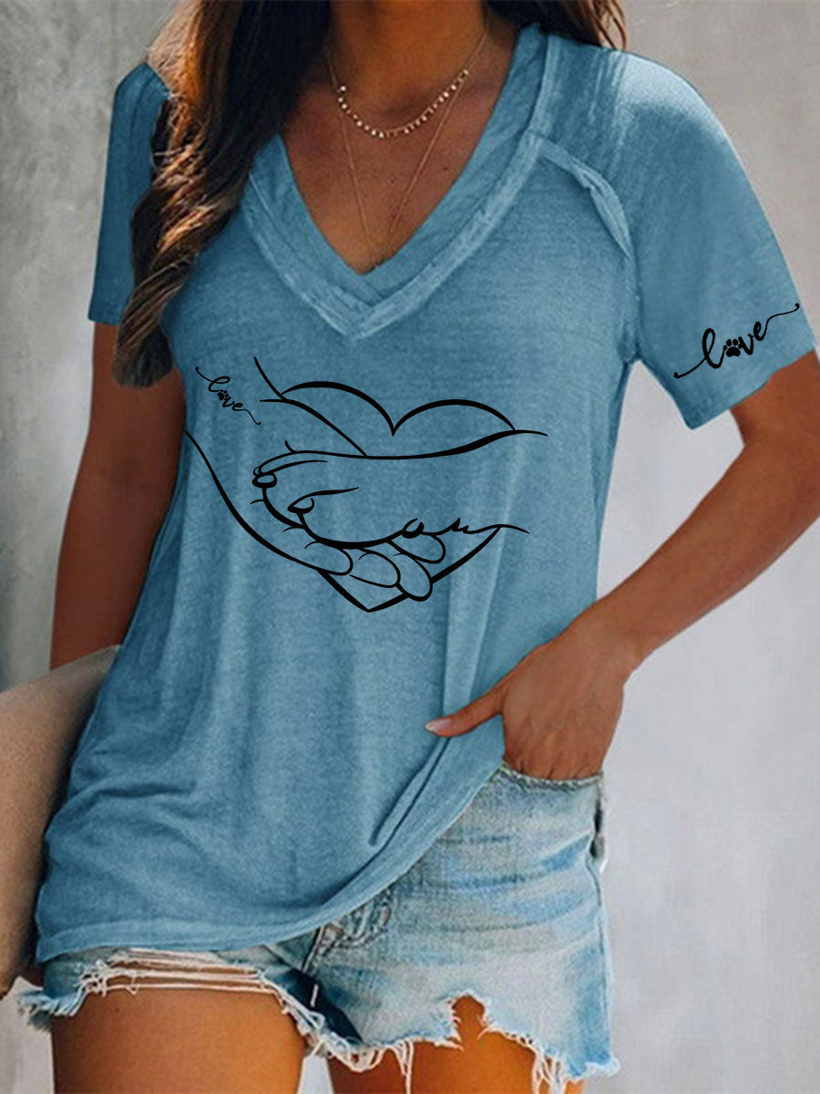 Pata e mão das mulheres impresso camiseta Casual
