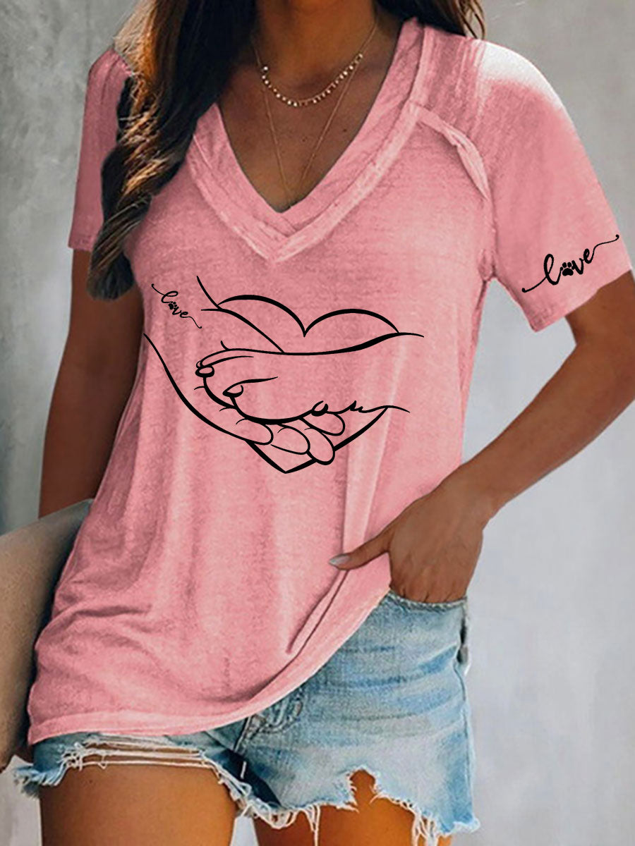 Pata e mão das mulheres impresso camiseta Casual