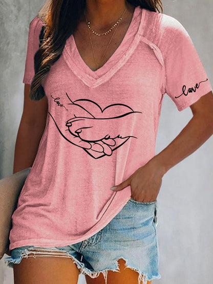 Pata e mão das mulheres impresso camiseta Casual