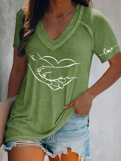 Pata e mão das mulheres impresso camiseta Casual