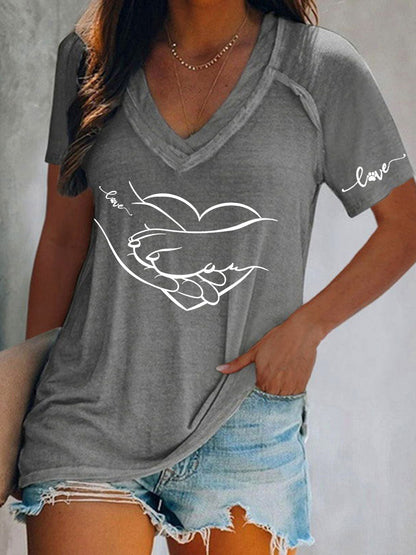 Pata e mão das mulheres impresso camiseta Casual